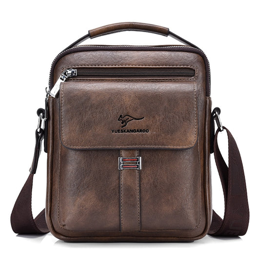 Kangaroo Luxury Brand Men's Shoulder Bag / Vintage Messenger Bag / Leather Men Handbag / Split Leather Crossbody Bags