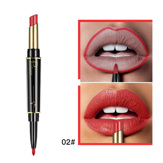 Pudaier Makeup 2 in 1 Matte Lipstick &amp; Lip Liner Nude Lip Stick Pencil Make up Cosmetics Lip Balm Matt Cream Lipbalm Lipliner