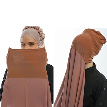 Instant Hijabs/Head scarf with Cap Plain Chiffon  for Woman