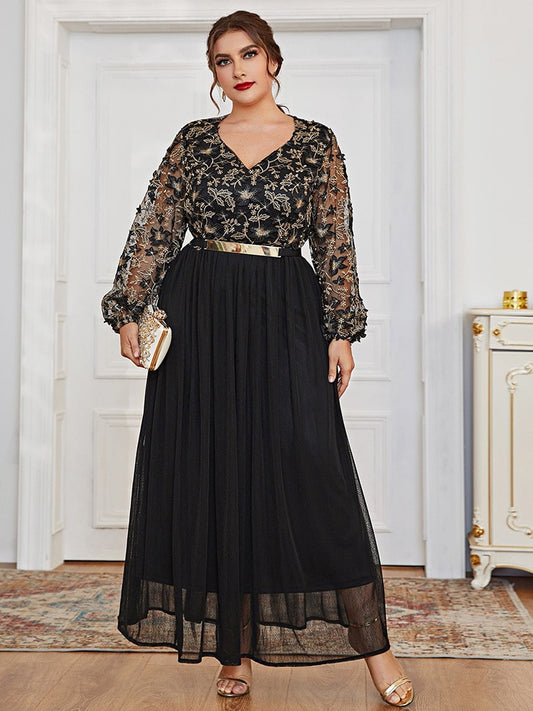 TOLEEN Plus Size Women Maxi Dress 2022 Luxury Chic Elegant Long Sleeve Embroidery Turkish African Evening Party Wedding Clothing