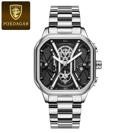 POEDAGAR Fashion Men Wristwatches / Luxury Chronograph Luminous Waterproof  Men Watch