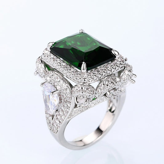 Huitan Noble Green  Newly Modern Design Cubic Zirconia Women Rings