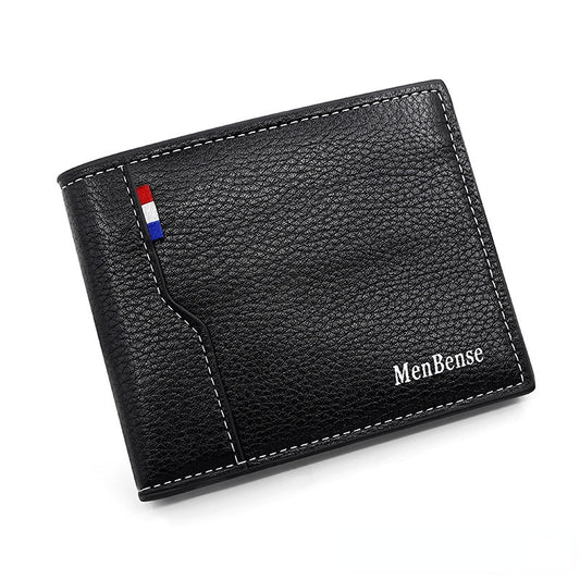 New fashion splicing men wallet PU leather Two fold Purse Short large capacity coin change Multi card ID bag Men&#39;s wallet