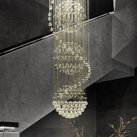 Modern Luxury  LED Crystal Pendant Lights  Duplex Staircase K9 Crystal Lights Villa Engineering Lights Crystal Pendant Lights