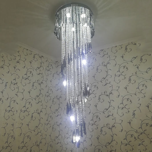 Modern Lighting Chandelier For Smoky Gray Crystal Luxury Fixtures Long Interior Stairway Lighting Corridor Chandelier