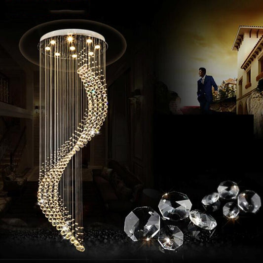 Crystal Chandeliers Modern Chandelier Lighting Single Mounting Spiral Ladder LED Pendant Lamp For Foyer Dining Room Restaurant