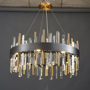 New Modern Crystal Chandelier For Living Room Round LED Cristal Light  Bedroom Decor Gold/Black Hanging Light Fixtures