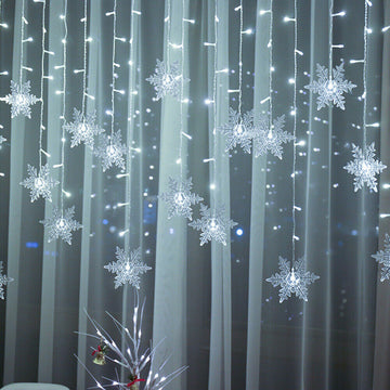 Christmas Snowflake LED String Lights Curtain Lights Waterproof Holiday Party Can Be Connected To Wave Fairy Lights