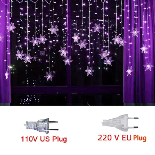 Christmas Snowflake LED String Lights Curtain Lights Waterproof Holiday Party Can Be Connected To Wave Fairy Lights