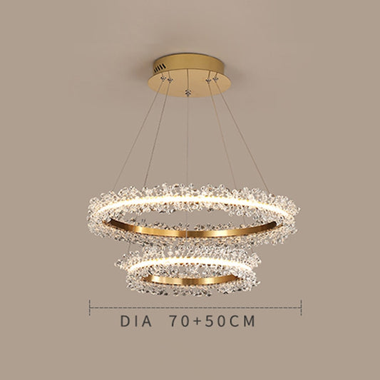 Modern Crystal Chandelier Lighting Home for  Decoration / Lustre Cristal Lamps For Living Room Gold Ring Combination Led Chandeliers