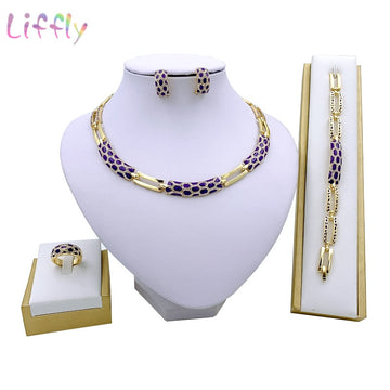 Liffly Luxury Bridal Women Dubai Gold Jewelry Sets/ Fashion Necklace Design