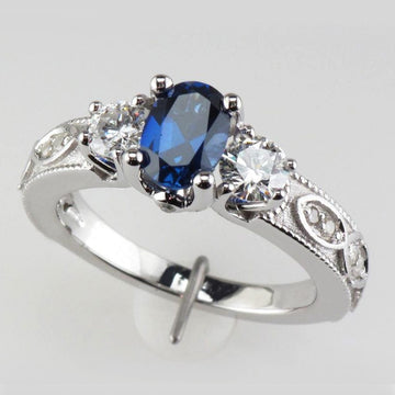 Huitan Deep Blue Stone  Women Finger Rings Ancient Patter /n Mysterious Charm Women Finger Rings With Size 6-10