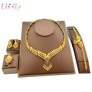 Liffly  Dubai Gold Bridal jewelry sets for Women