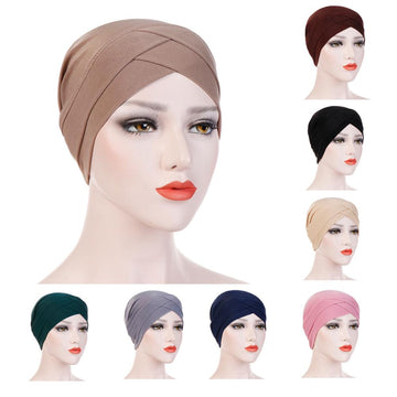 Full Cover Inner Hijab Caps Muslim stretch Turban cap / Islamic Under scarf Bonnet Solid color