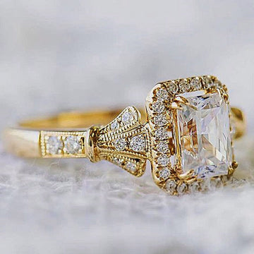 Huitan Luxury Tiny Shiny CZ Stone Engagement Rings / Romantic Golden Color Valentine, Engagement  Gift