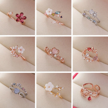 New Exquisite Crystal Flower Ring for Women