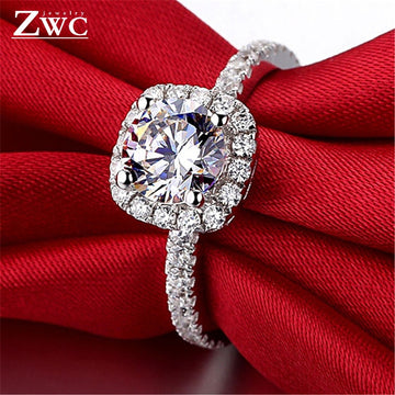 Fashion Luxury Crystal Engagement Ring for Women AAA White Cubic Zirconia Silver color Rings