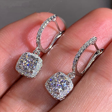 Huitan New Trendy Square Shape Drop Earrings / Brilliant Bridal, Engagement, Wedding  Earring