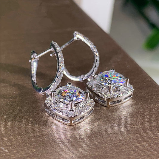 Huitan New Trendy Square Shape Drop Earrings / Brilliant Bridal, Engagement, Wedding  Earring