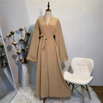 Smooth Silky Elegant pure color Robes Dress for  Muslim Women