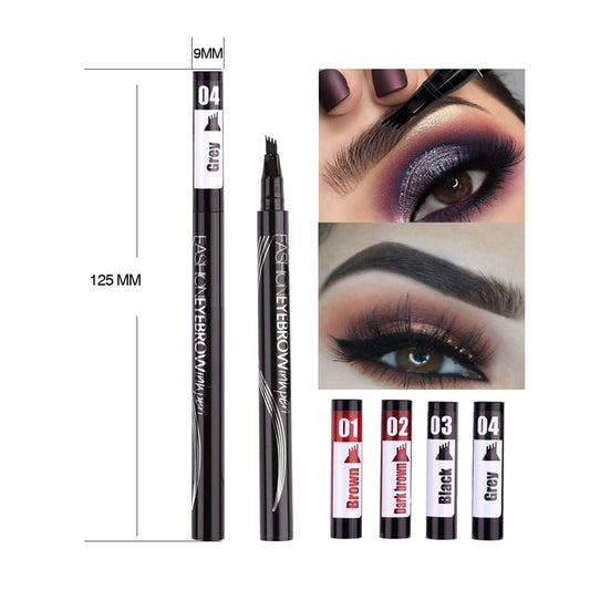 Waterproof Natural Eyebrow Pen/ Four-claw Eye Brow Tint Makeup three Colors Eyebrow Pencil Brown Black Grey Brush Cosmetics