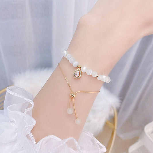 JUWANG Exquisite Zircon Chain Bracelets / Shine Temperament Bracelets /Romantic Pearl Bracelets For Women