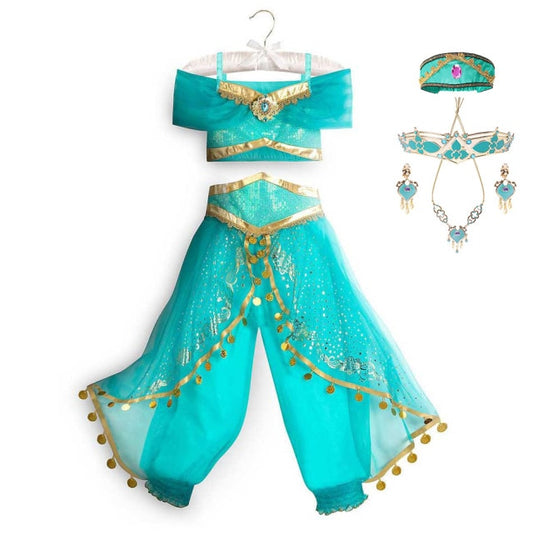 Disney Princess Party Dress for Girls/ Frozen Elsa Jasmine Rapunzel Costume for Girls