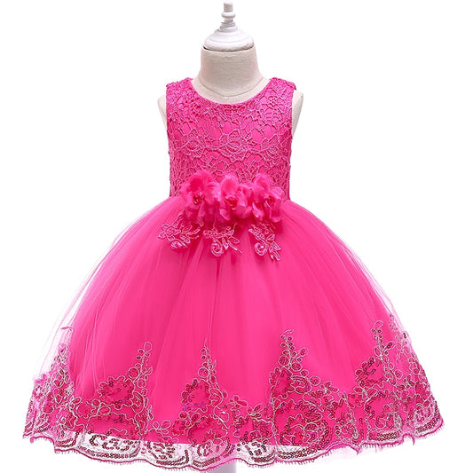 Girl Summer Lace Princess Dress/ Floral Gown Dresses For Girls/ Kids Birthday Party Tutu Costume Vestidos