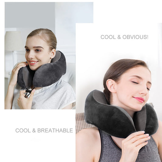 U Shaped Memory Foam Neck Pillow with Free Eye Mask and Earplugs