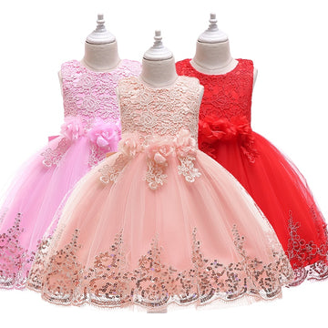 Girl Summer Lace Princess Dress/ Floral Gown Dresses For Girls/ Kids Birthday Party Tutu Costume Vestidos