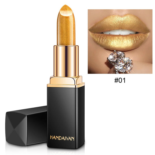 Handaiyan Waterproof Nude Glitter Lipstick /Makeup Long Lasting Velvet Red Mermaid  Shimmer Matte Lip Stick