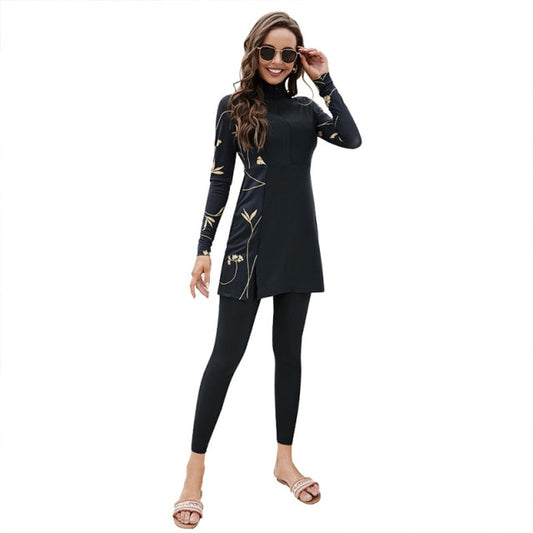 2022  Full Surround Two piece  Women Long Sleeved Dress Swimsuits