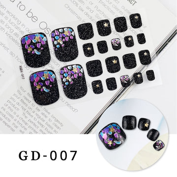 22Pcs/Sheet Summer Toe Nail Sticker Glitter Stickers for Nail Art Self Adhesive Decals for Manicure Fashion Toe Nail Decoration