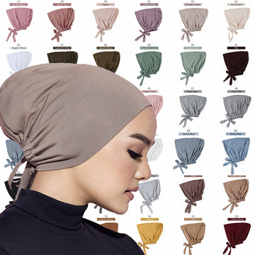 Muslim Women Elastic Tie Back Inner Hijab Caps/ Cotton Jersey Stretch Under scarf