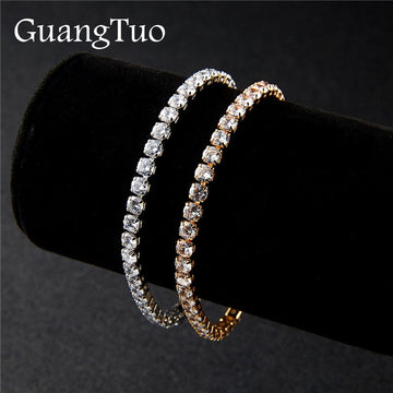 L003 CZ Crystal Bracelet Bangle Stretch Bling Single Row Rhinestones Bracelets For Women