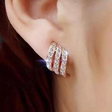 Fashion Gold Color Korean Style Simple Crystal Drop Earrings For Women